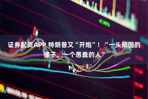 证券配资APP 特朗普又“开炮”！“一头顽固的骡子，一个愚蠢的人”