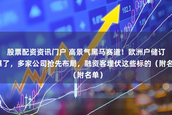 股票配资资讯门户 高景气黑马赛道！欧洲户储订单爆了，多家公司抢先布局，融资客埋伏这些标的（附名单）